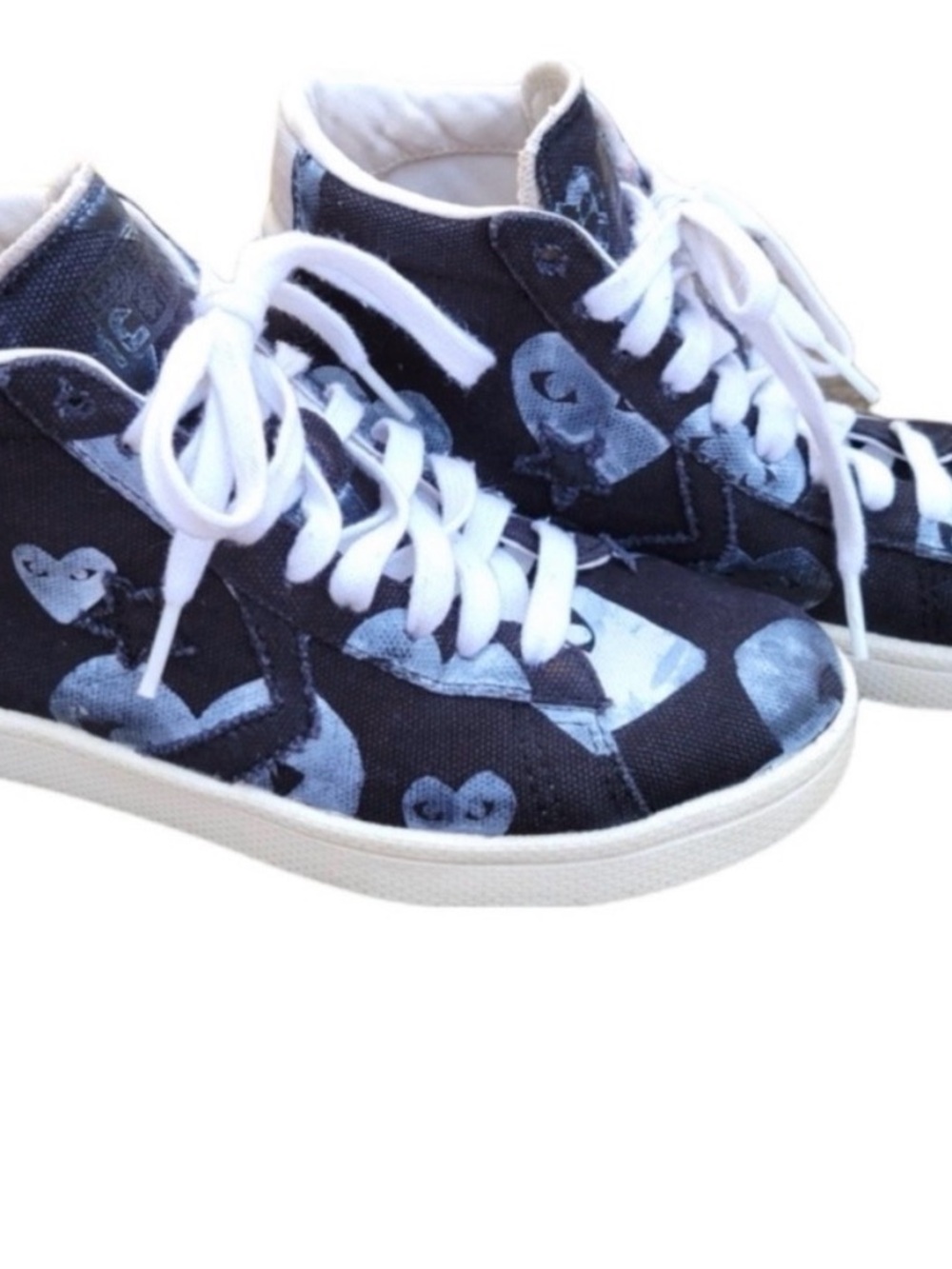 High-Top Sneakers in Navy with Heart Pattern